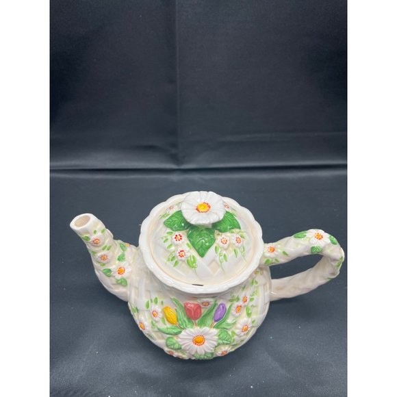 Burton and Burton Hand Painted FLower Garden Tea Pot - Picture 2 of 6
